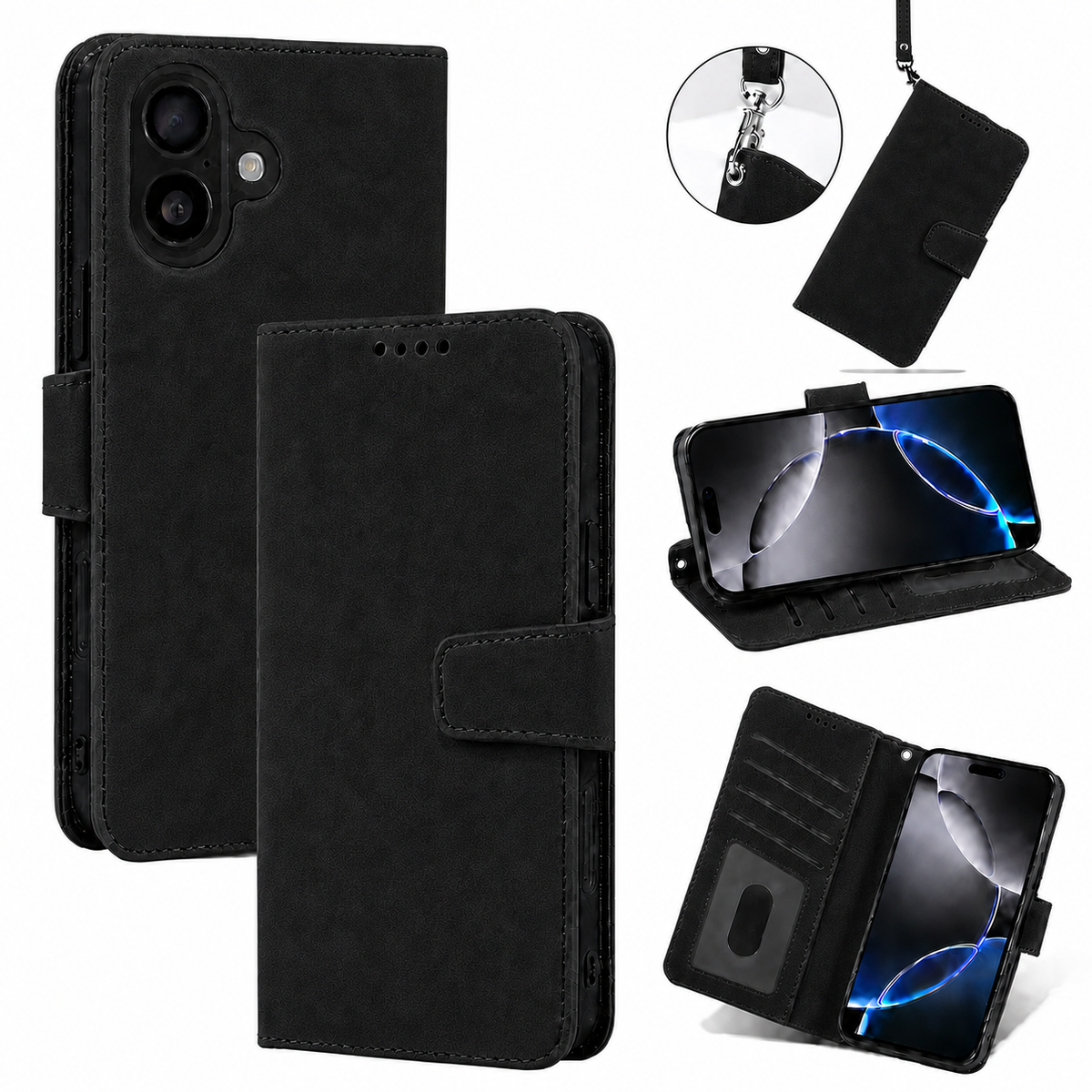 iPhone 15 Pro Wallet Case suede finish 4 card slots (w-016)