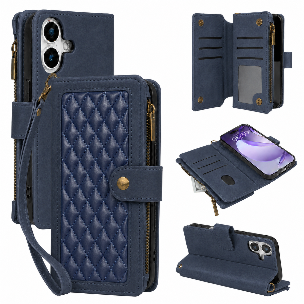 iPhone 11 Pro suede multifunction wallet case 15 cards & zipper pocket (w-017)