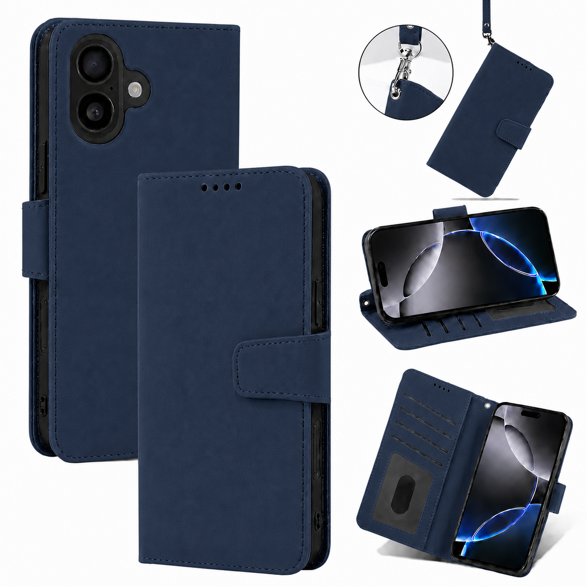 iPhone 7 Plus Wallet Case suede finish 4 card slots (w-016)
