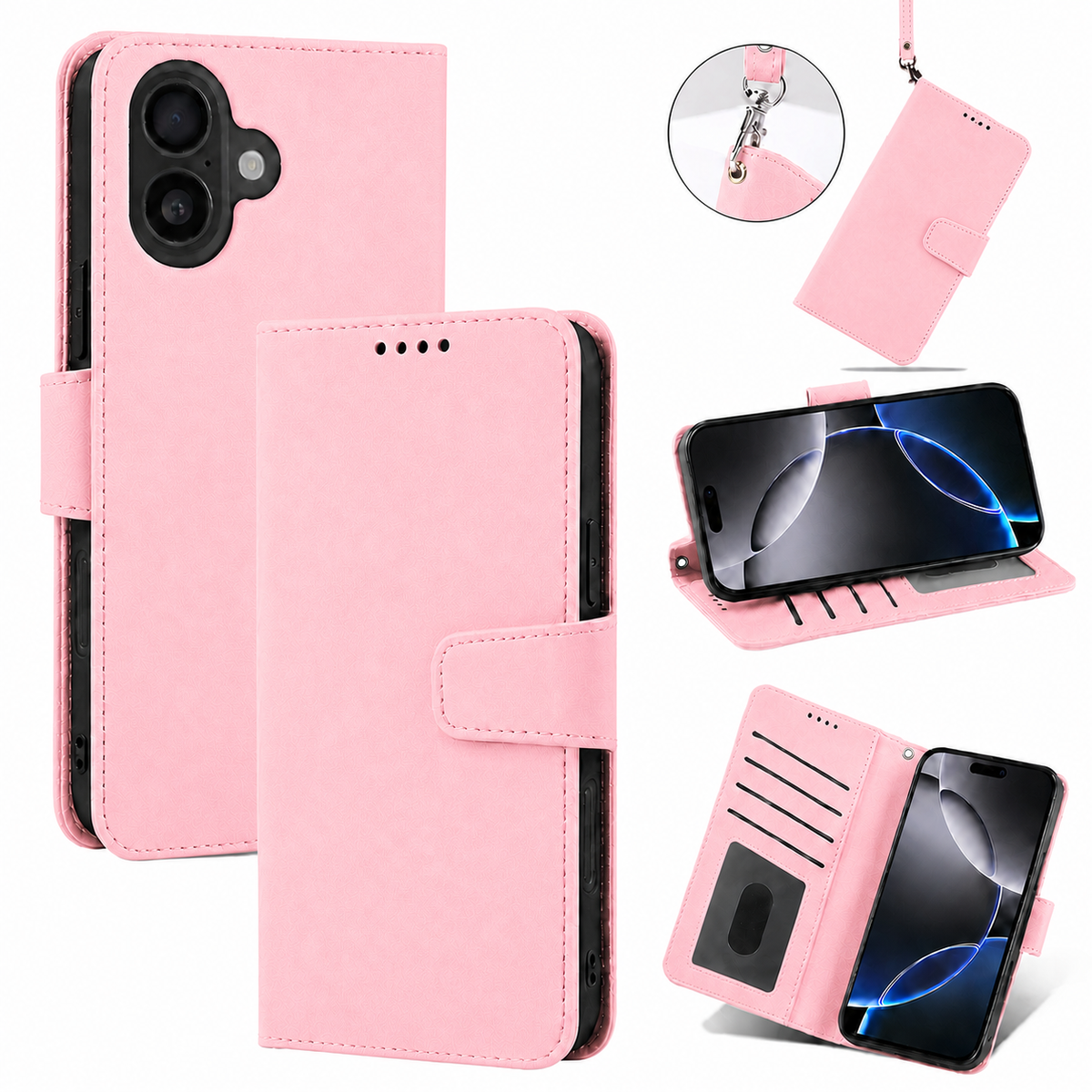 iPhone 17 Pro / 18 Pro Wallet Case suede finish 4 card slots (w-016)