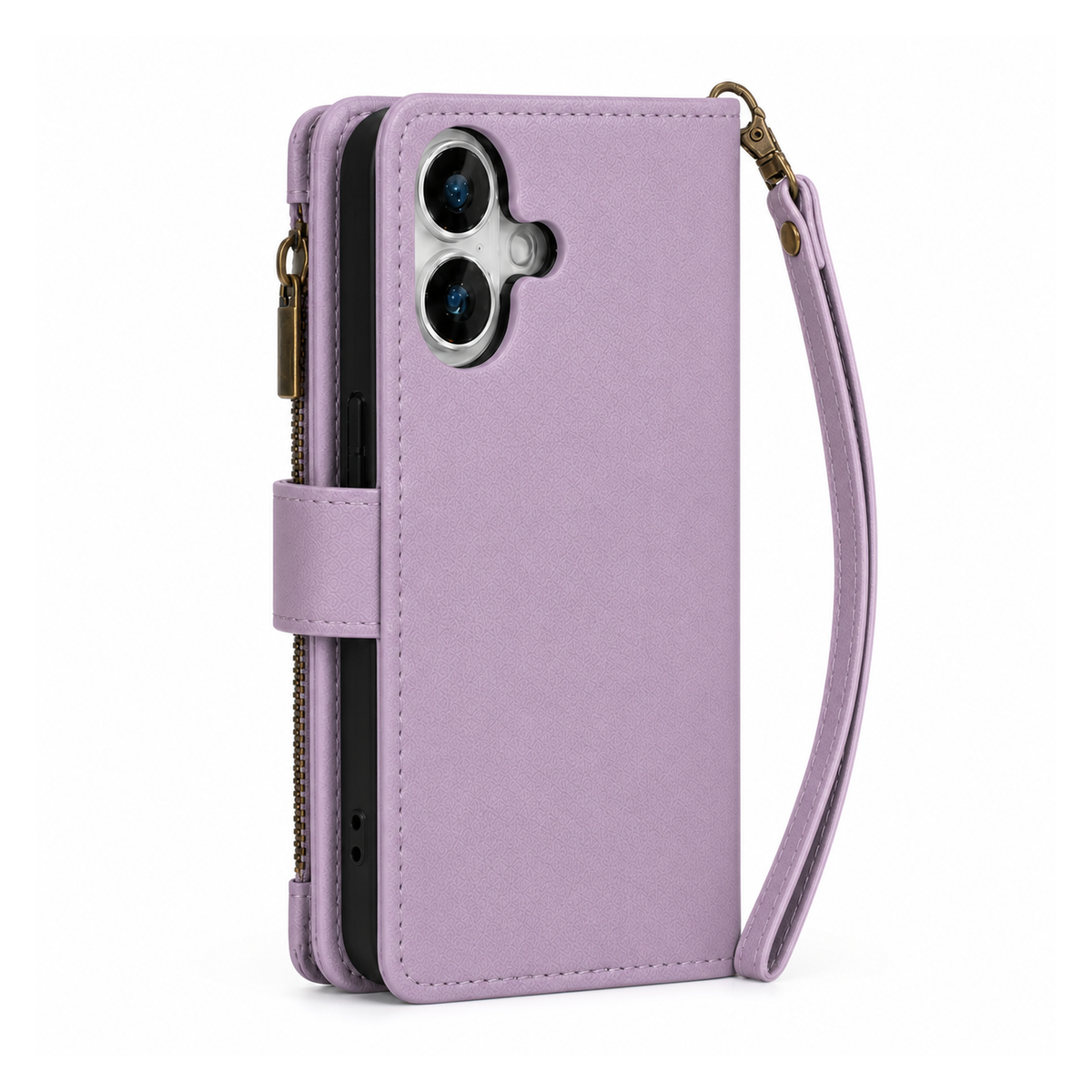 iPhone 8 Plus Quilted Zip Wallet Case suede finish dual tone 9 card (w-017)