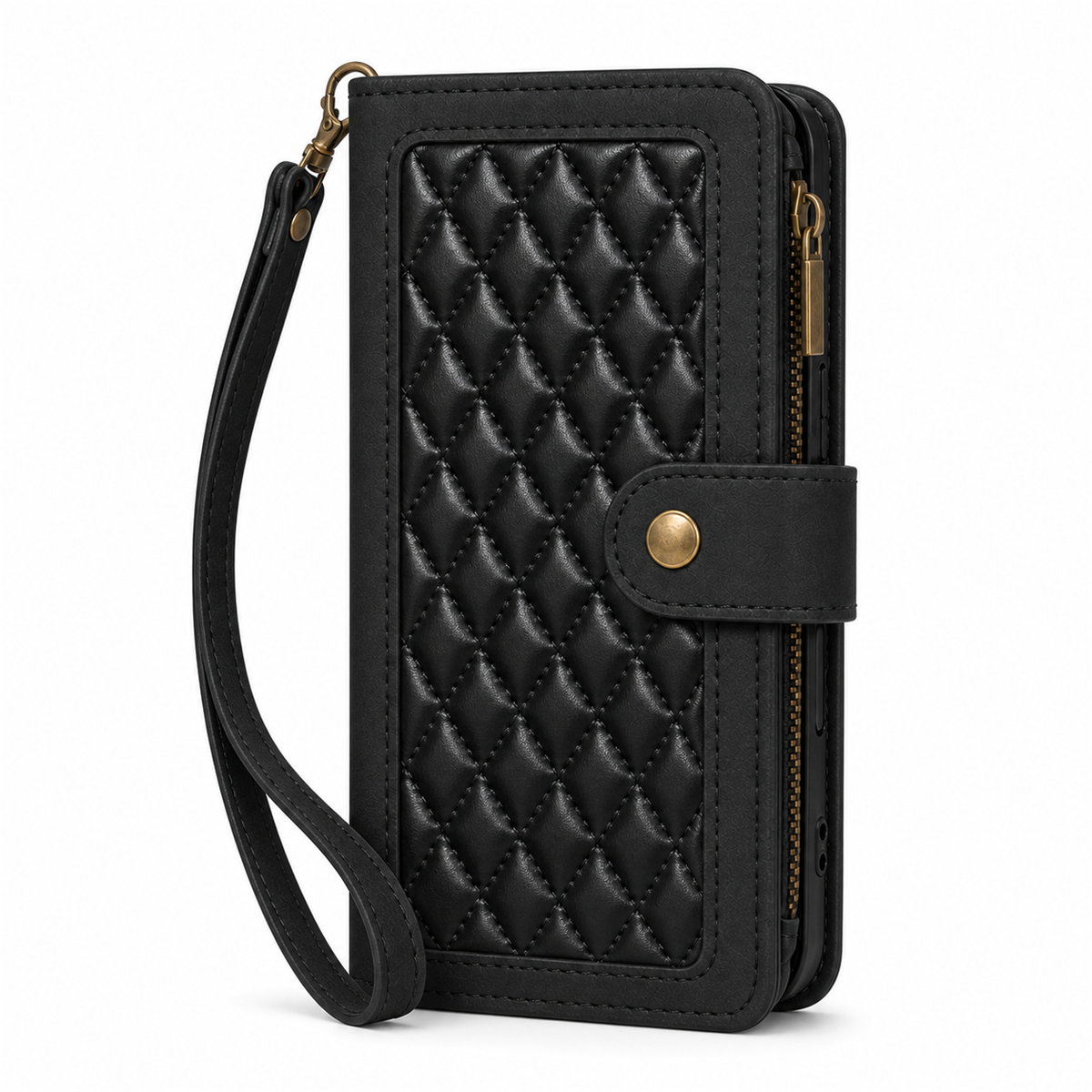 iPhone 14 Pro suede multifunction wallet case 15 cards & zipper pocket (w-017)