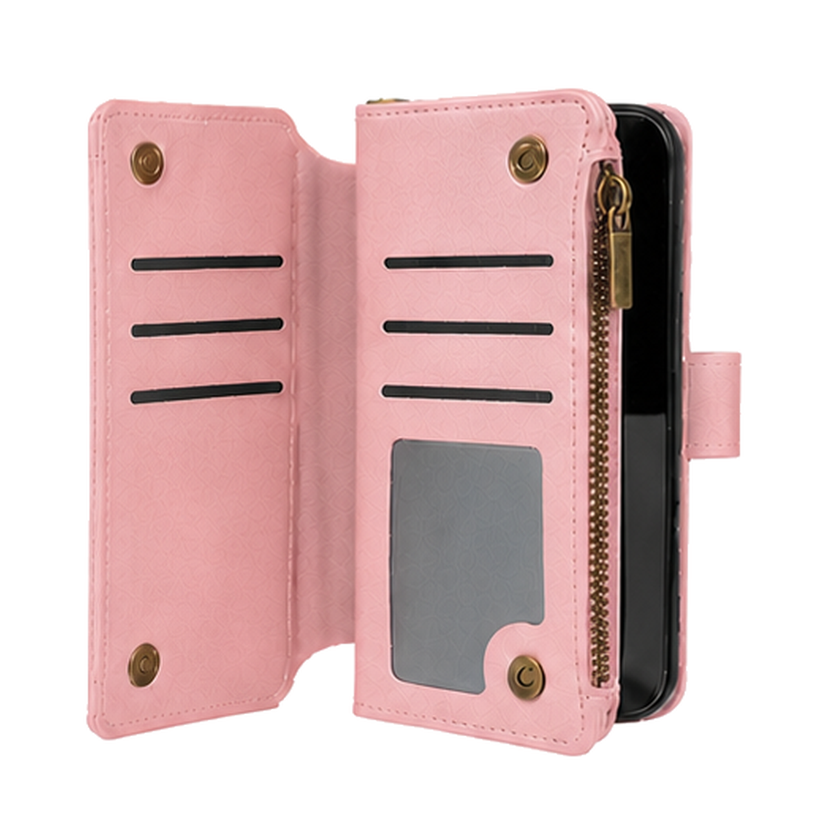 iPhone 6 Plus Quilted Zip Wallet Case suede finish dual tone 9 card (w-017)