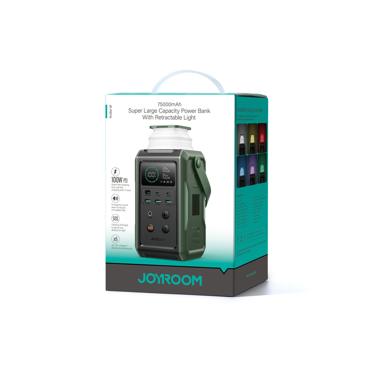 JOYROOM 100W Super Large Capacity Power Bank With Retractable Light 75000mAh - JR-PBF10