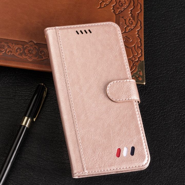 iphone 16 plus flip wallet case lichi grain finish with 3 card slots (w-004)