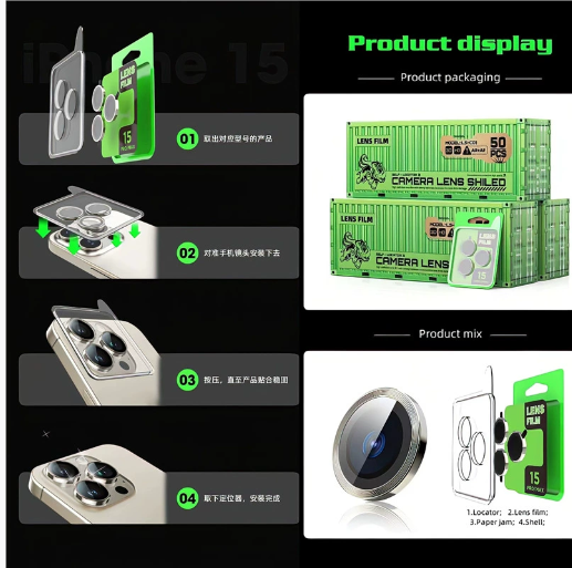 iPhone 16 pro / 16 pro max Individual Metal Camera Lens Protector with Alignment Frame