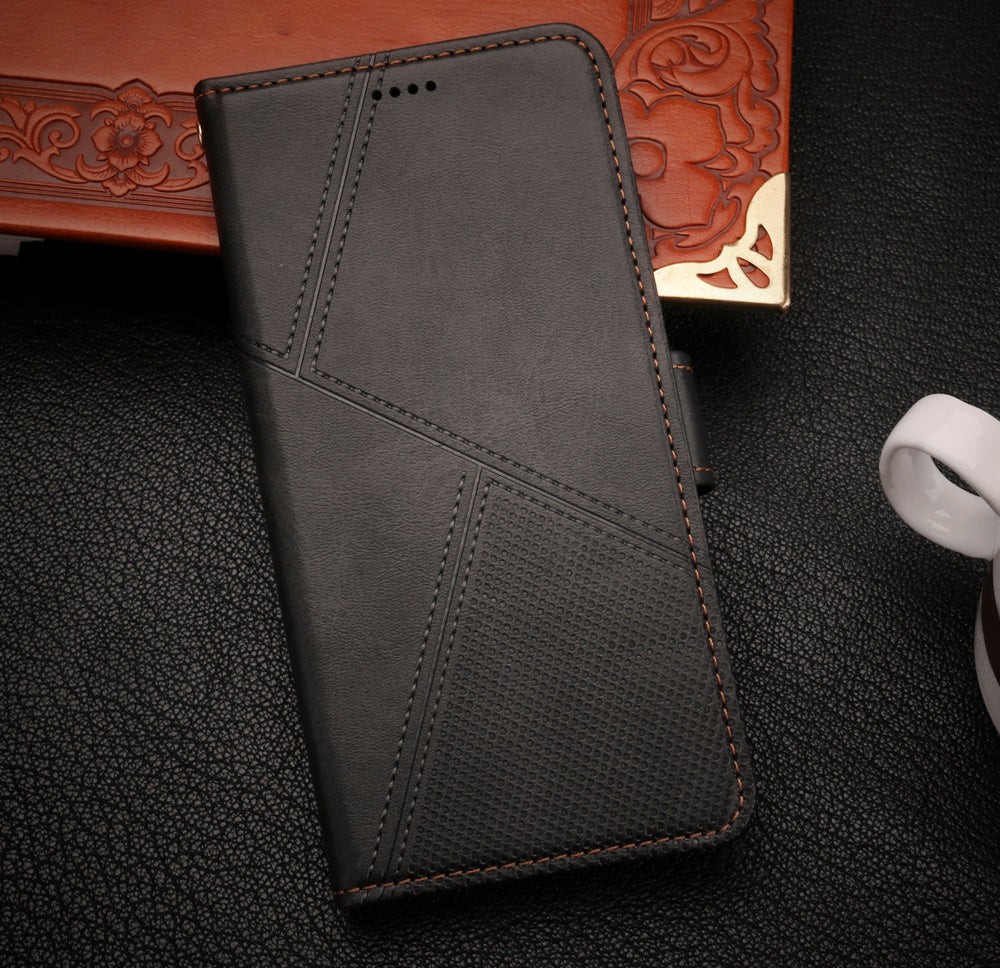 iphone 11 flip wallet case cowhide finish dot pattern 3 card slot & back magnet closure (w-008)