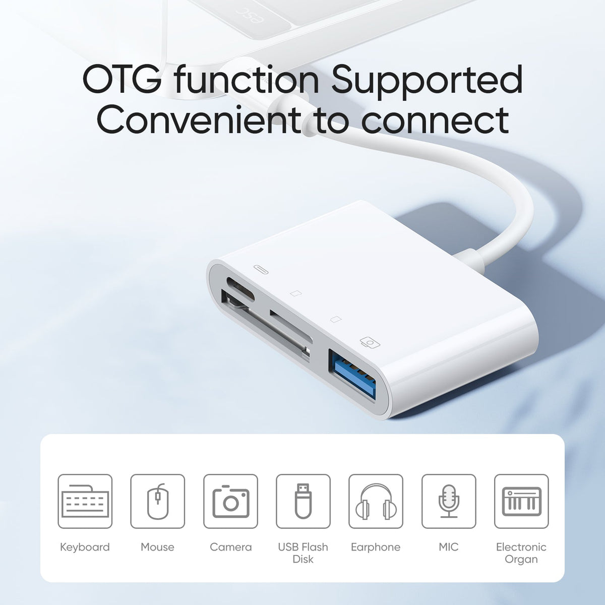 4-in-1 Card Reader with Type-C/Lightning Connector