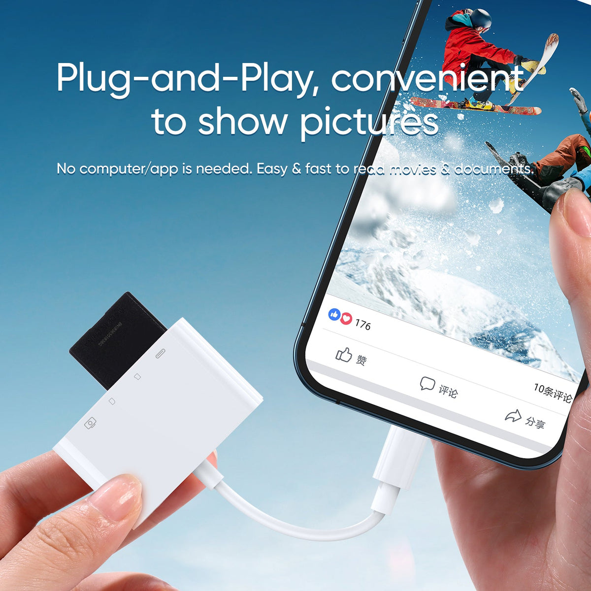 4-in-1 Card Reader with Type-C/Lightning Connector
