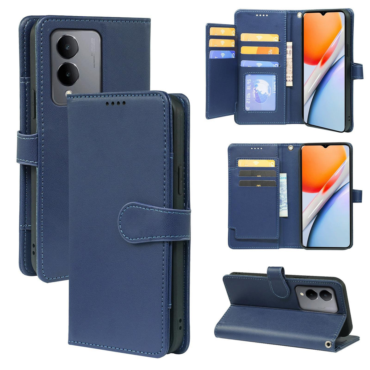 iphone 14 pro 9 card wallet rich dairy style smooth cowhide finish (w-012)