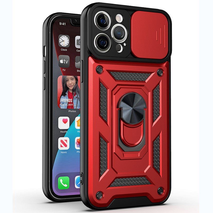 Iphone 16e dual layer case with ring holder & camera shutter (B001)