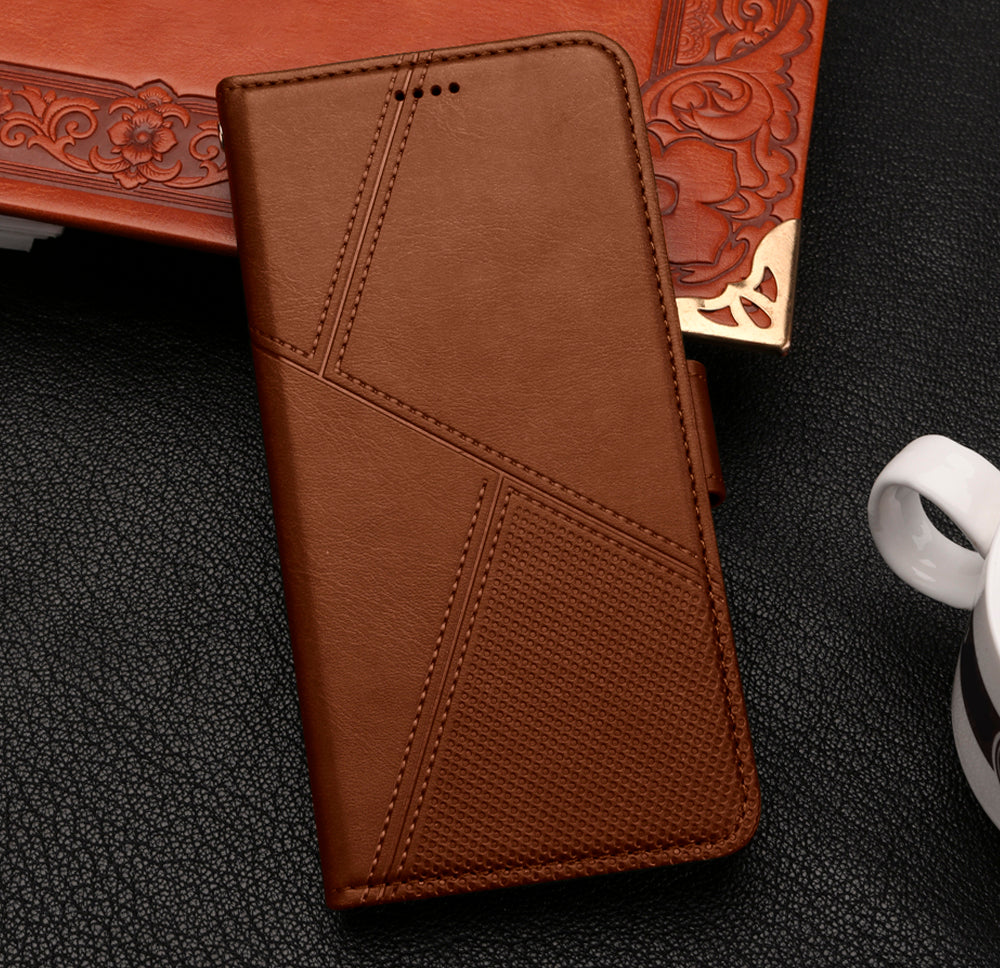 iphone 16 flip wallet case cowhide finish dot pattern 3 card slot & back magnet closure (w-008)