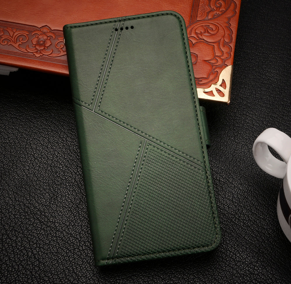iphone 11 flip wallet case cowhide finish dot pattern 3 card slot & back magnet closure (w-008)