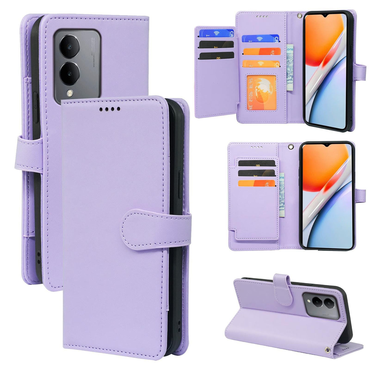 iphone 15 plus 9 card wallet rich dairy style smooth cowhide finish (w-012)