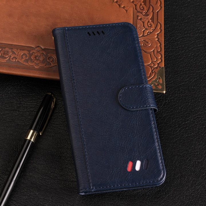 iphone xs max flip wallet case lichi grain finish with 3 card slots (w-004)