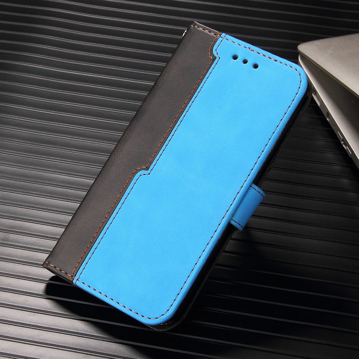 iphone xs max flip wallet case suede finish collate style w 3 card slots & back magnetic closure (w-007)