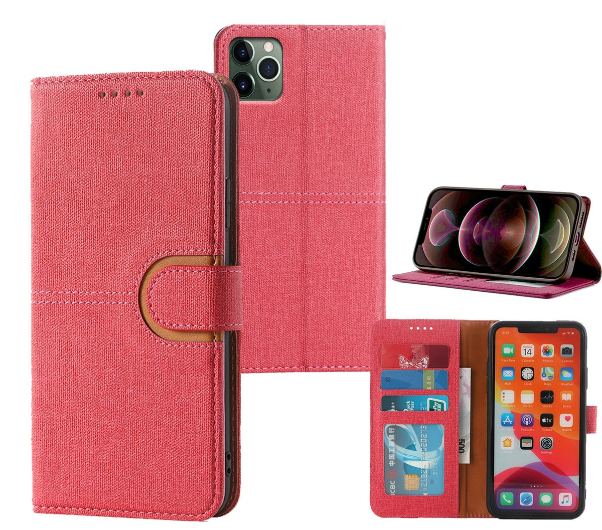 iphone air PU leather flip case canvas finish 3 card slot (w-canvas1)