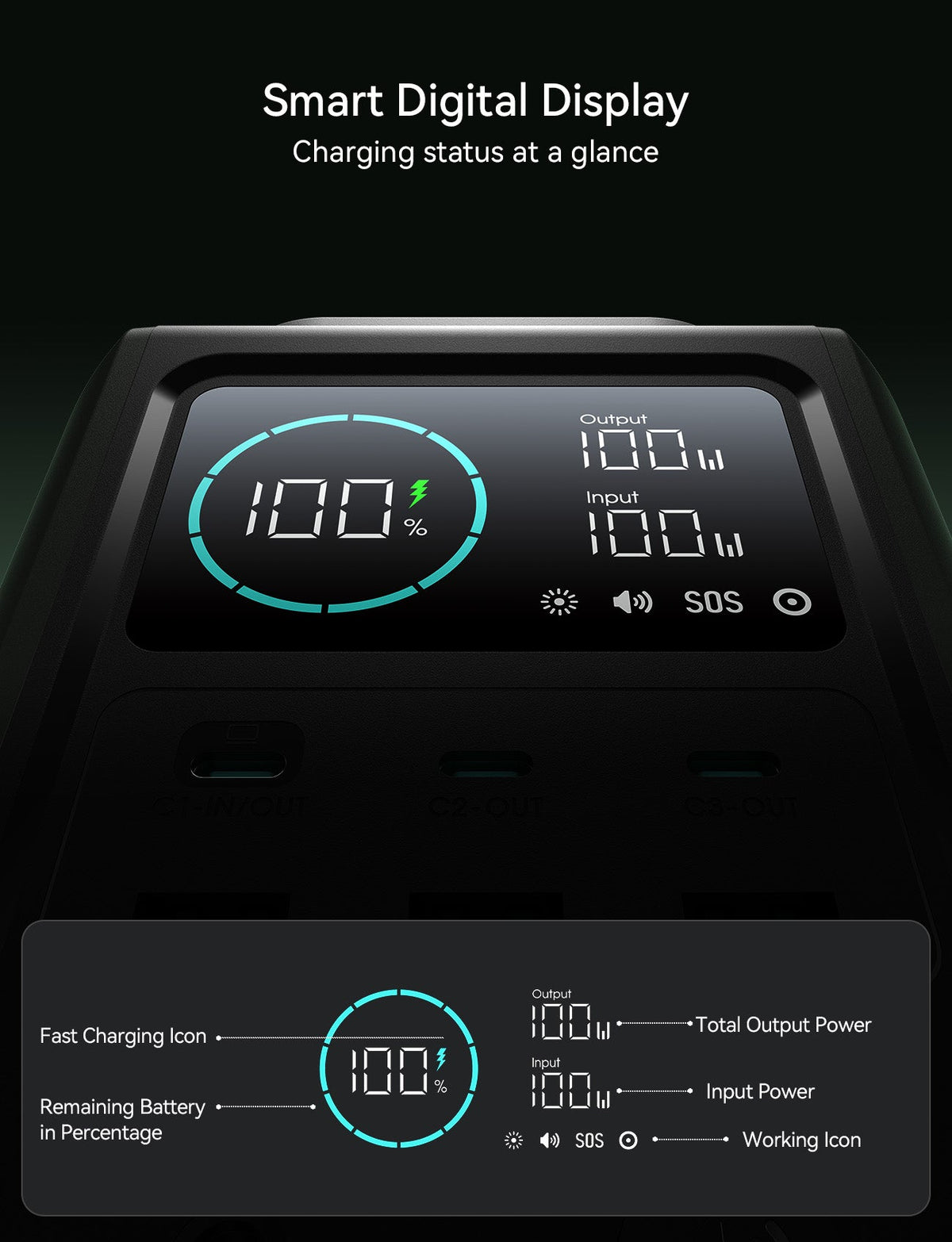 JOYROOM 100W Super Large Capacity Power Bank With Retractable Light 75000mAh - JR-PBF10