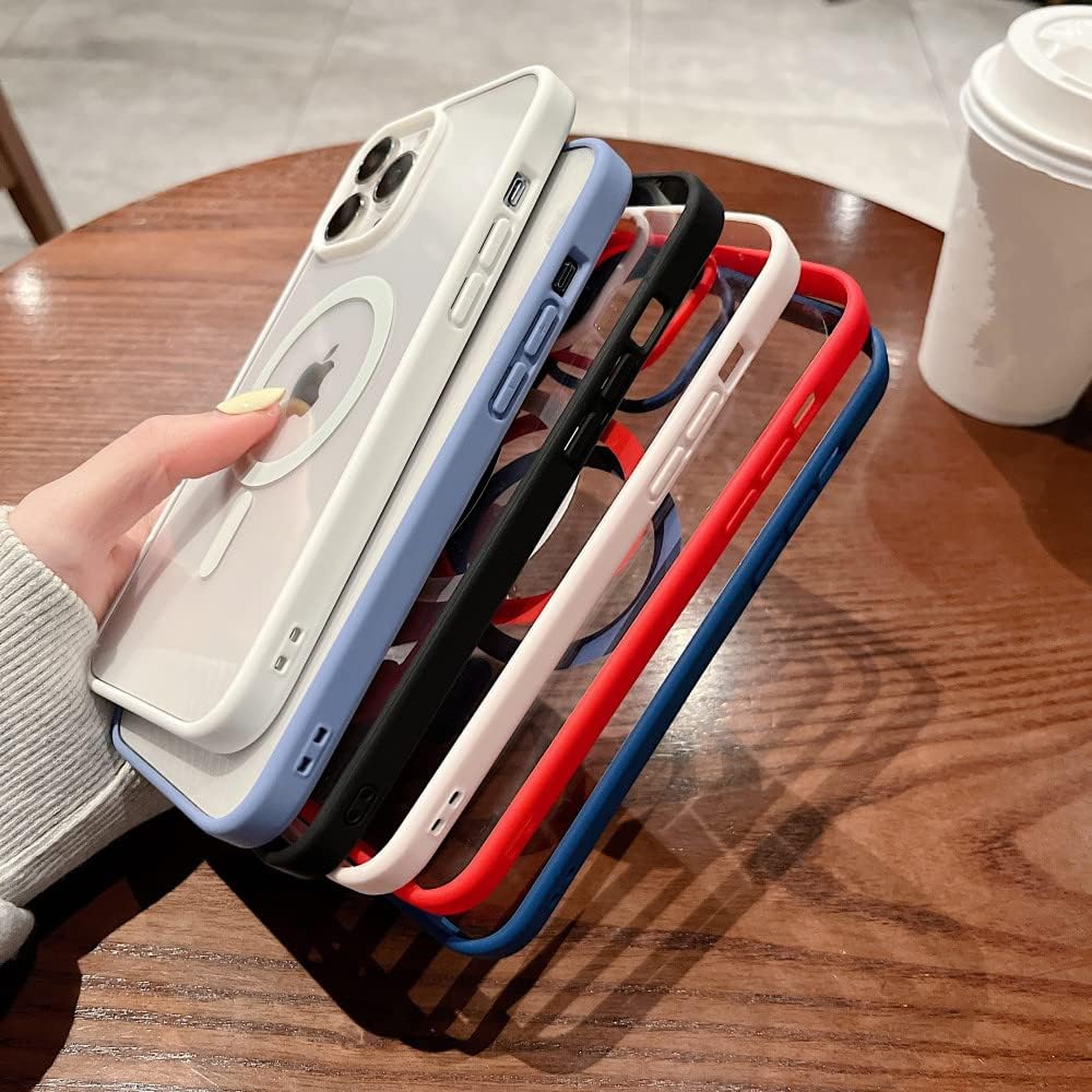 Iphone 16 pro Magnetic Case hard clear back with soft-touch colored bumper