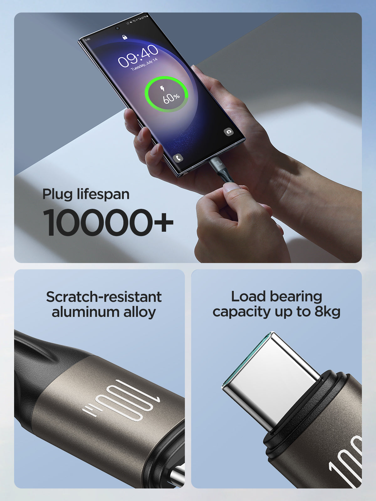 JOYROOM 100W USB-A to USB-C Fast Charging Data Cable 1.2M (Not for iPhone) -SA25-AC6