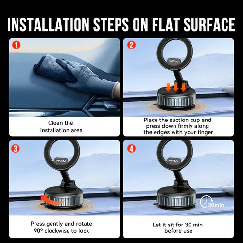 Magnetic Multi-Surface Suction Cup Phone Mount with Foldable Arm