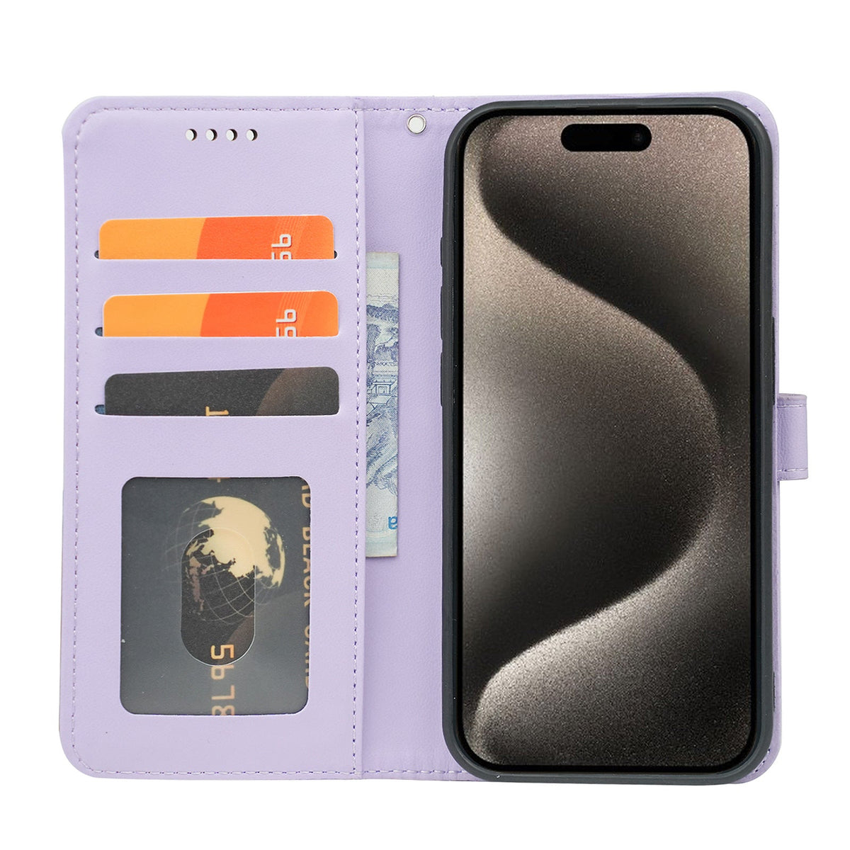 iphone 12/12 pro PU leather flip case stitched, patterned, 3 card slot & front round shaped closure (w-R20P3C)