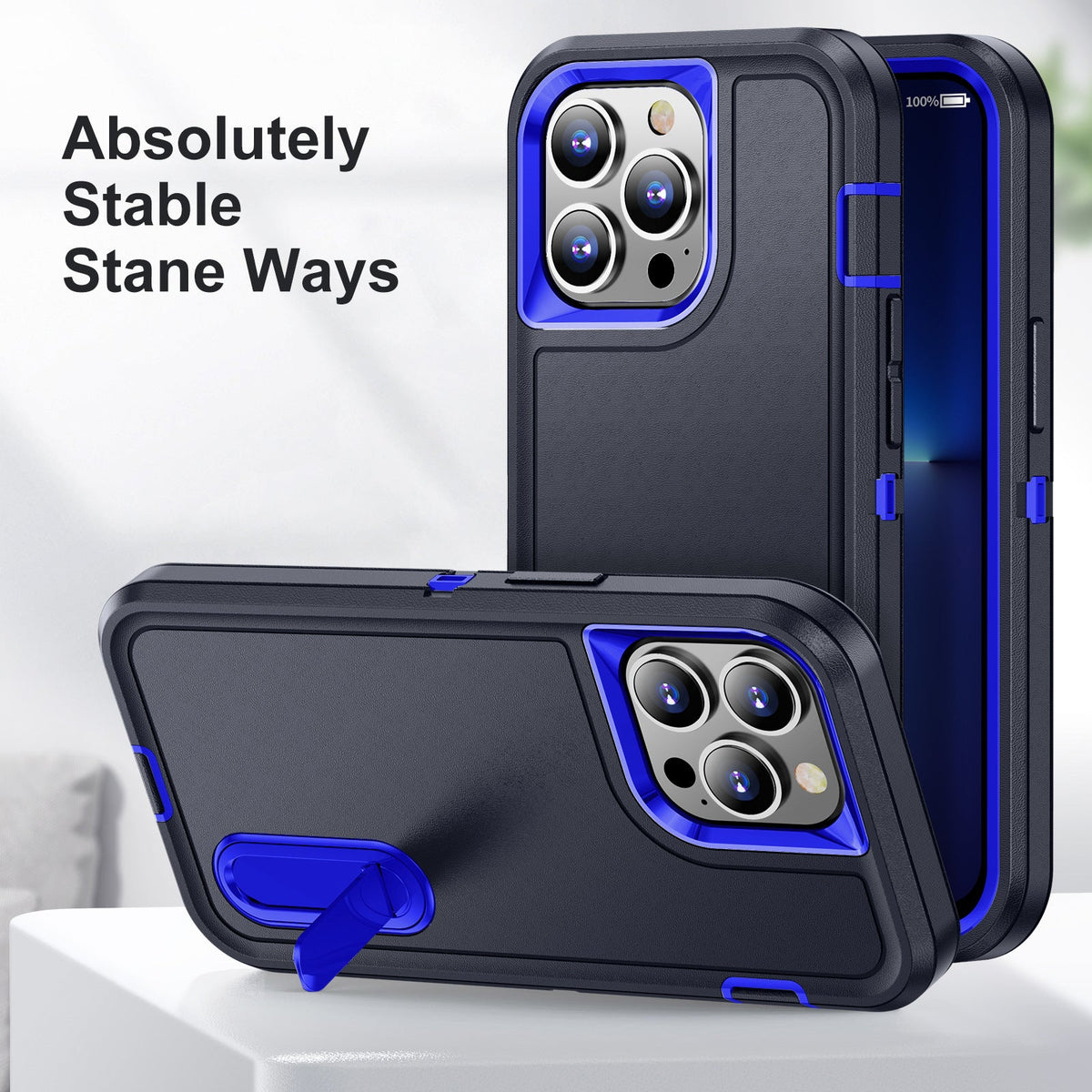 Iphone 16 pro case triple layer defender style with kickstand