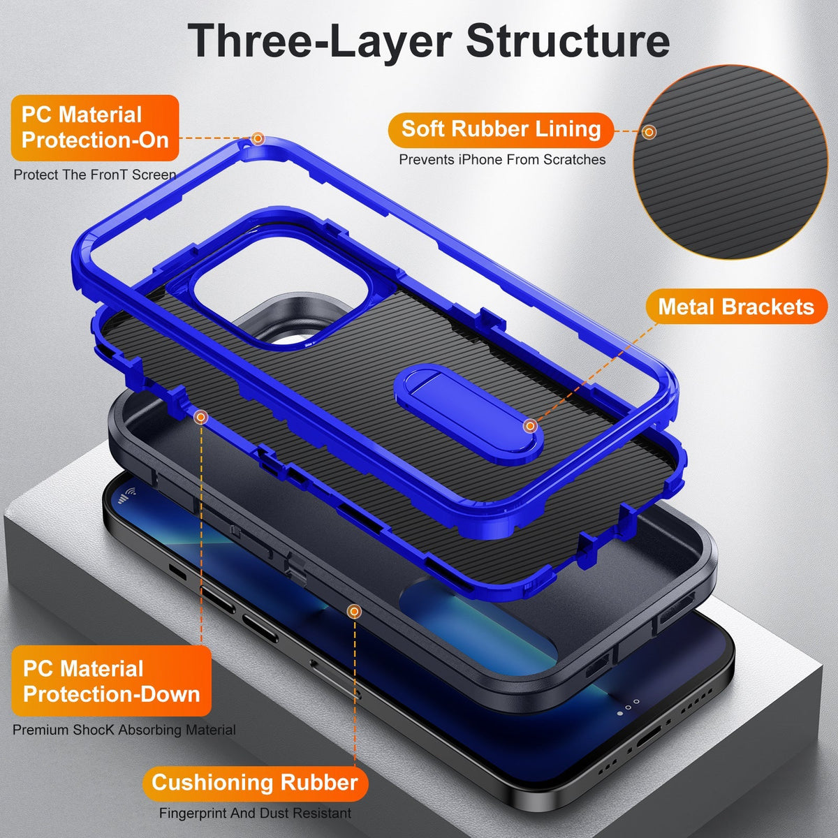 Iphone 16 case triple layer defender style with kickstand