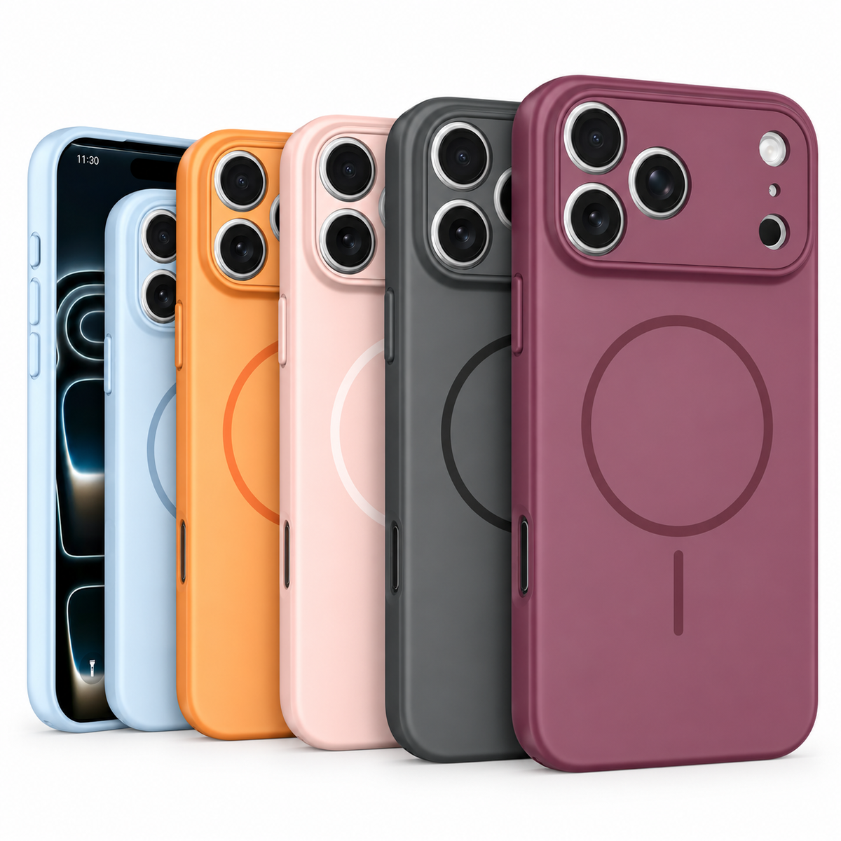 iPhone 17 Pro Max / 18 Pro Max soft touch solid color matte finish magnetic case with precise camera lens cutout
