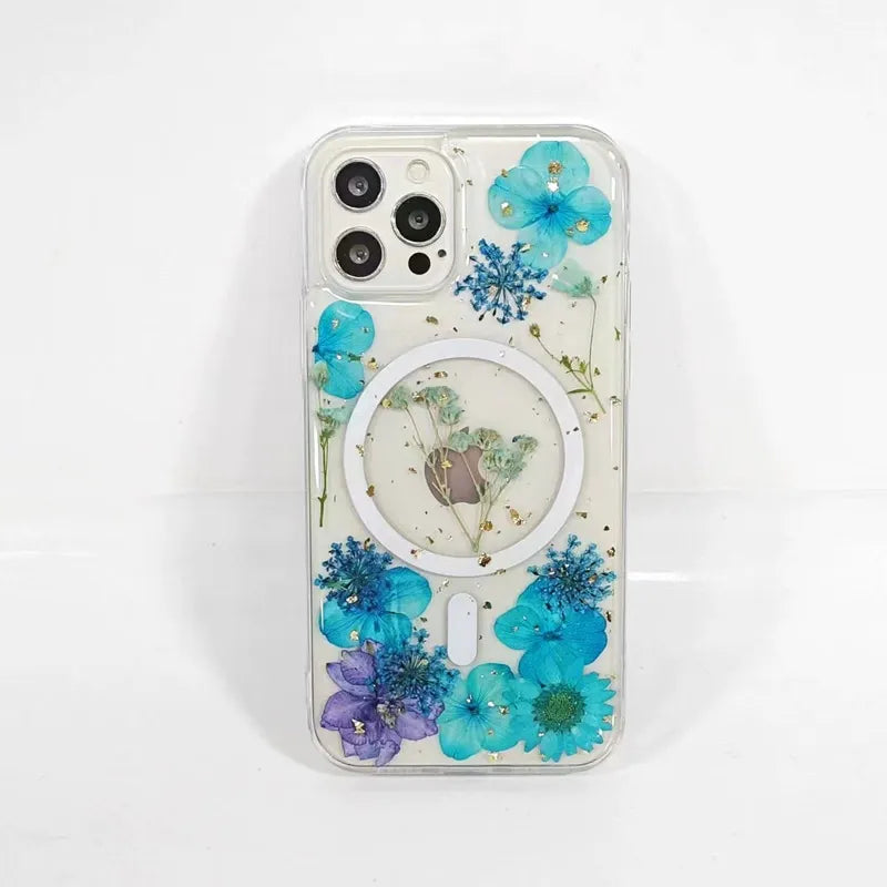 Iphone 12 pro max 3D glitter floral pattern resin epoxy case magsafe