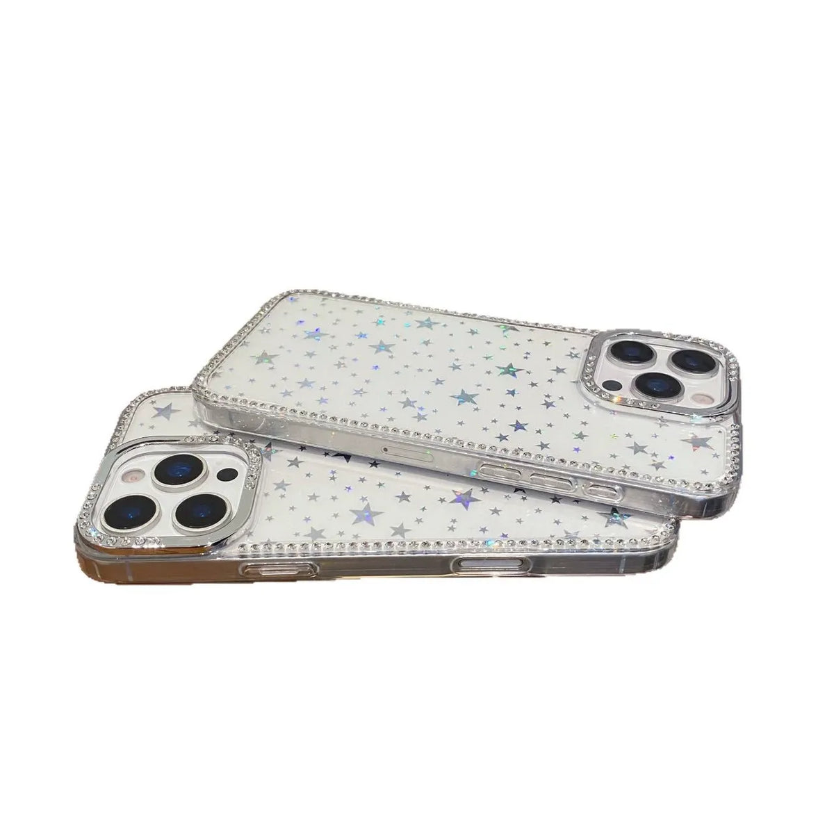 iPhone 11 Slim fit clear case with glitter star pattern camera protection