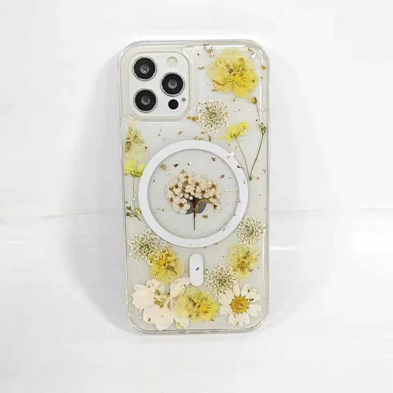 Iphone 12 pro max 3D glitter floral pattern resin epoxy case magsafe