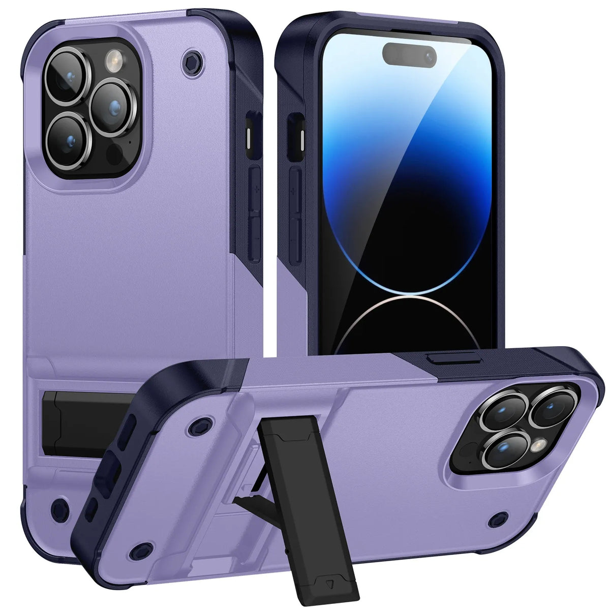 Iphone 16 plus case dual layer Heavy Duty Shockproof with Kickstand