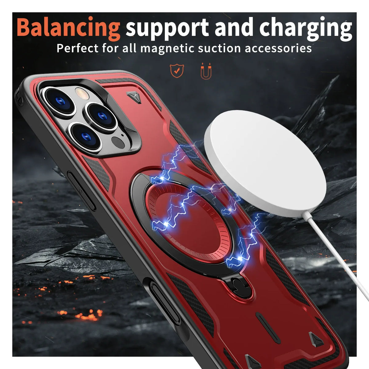 iPhone 17 Pro / 18 Pro slim shockproof Case with 360? rotating Foldable Magnetic Ring Kickstand