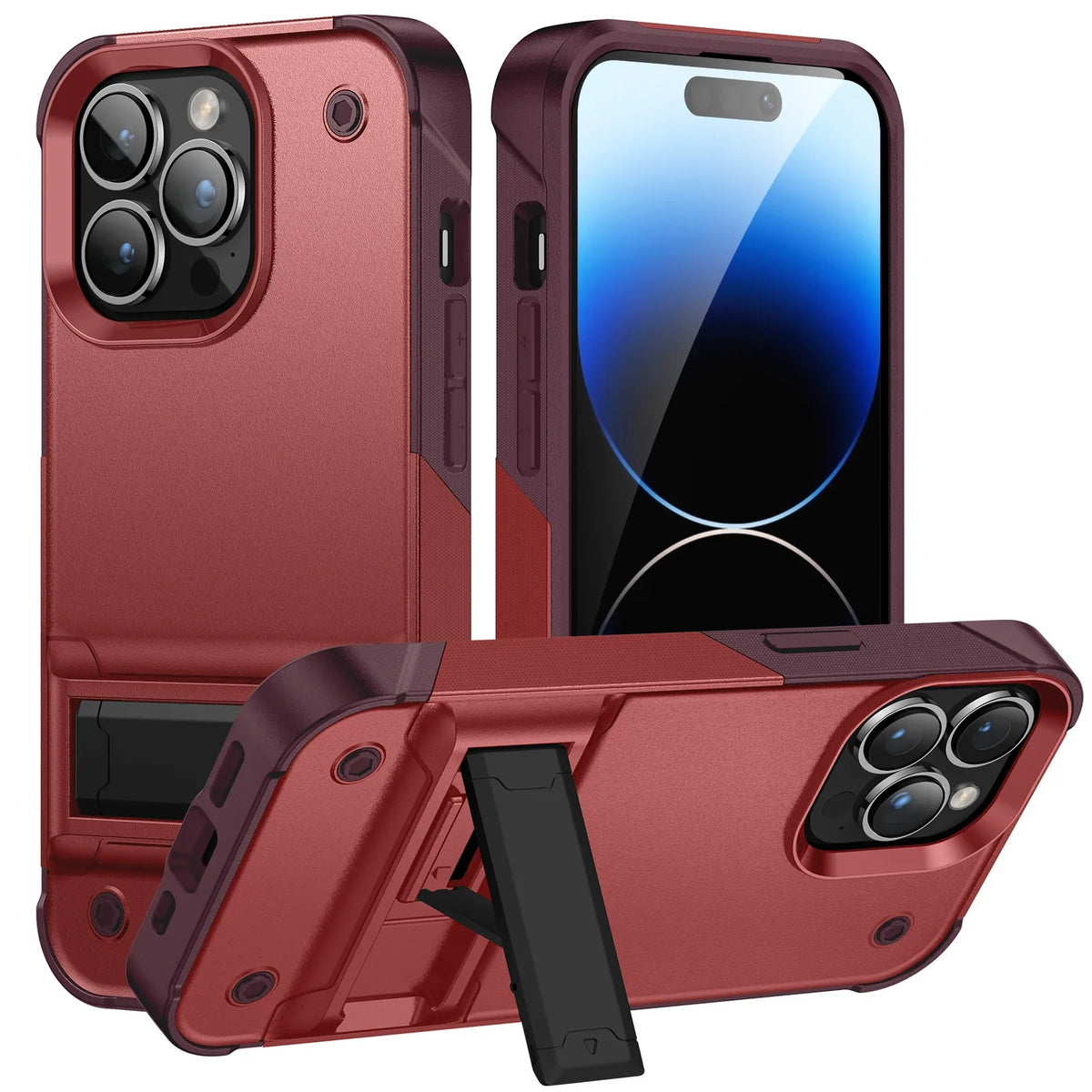 Iphone 16 pro case dual layer Heavy Duty Shockproof with Kickstand