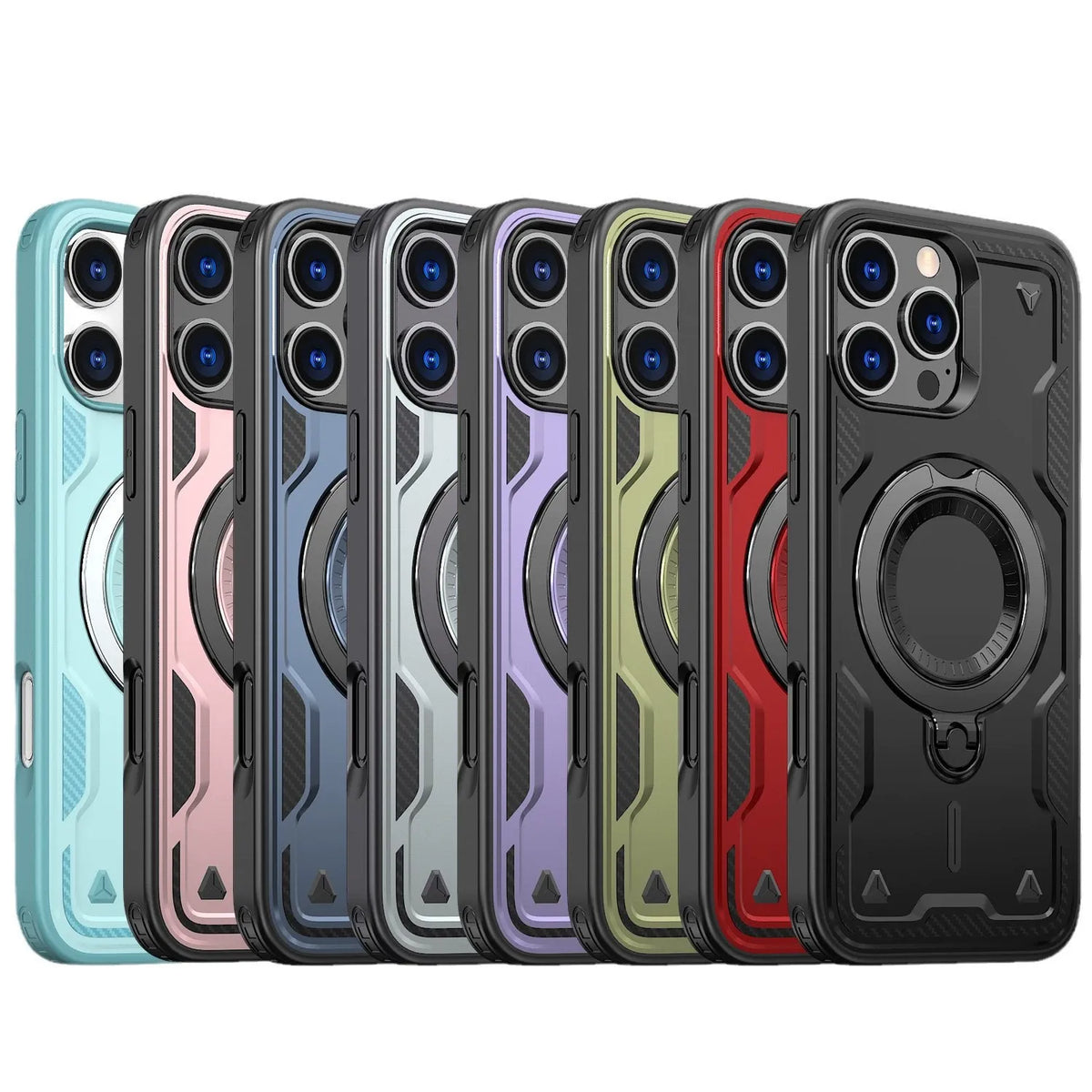 Iphone 17 slim shockproof Case with 360? rotating Foldable Magnetic Ring Kickstand