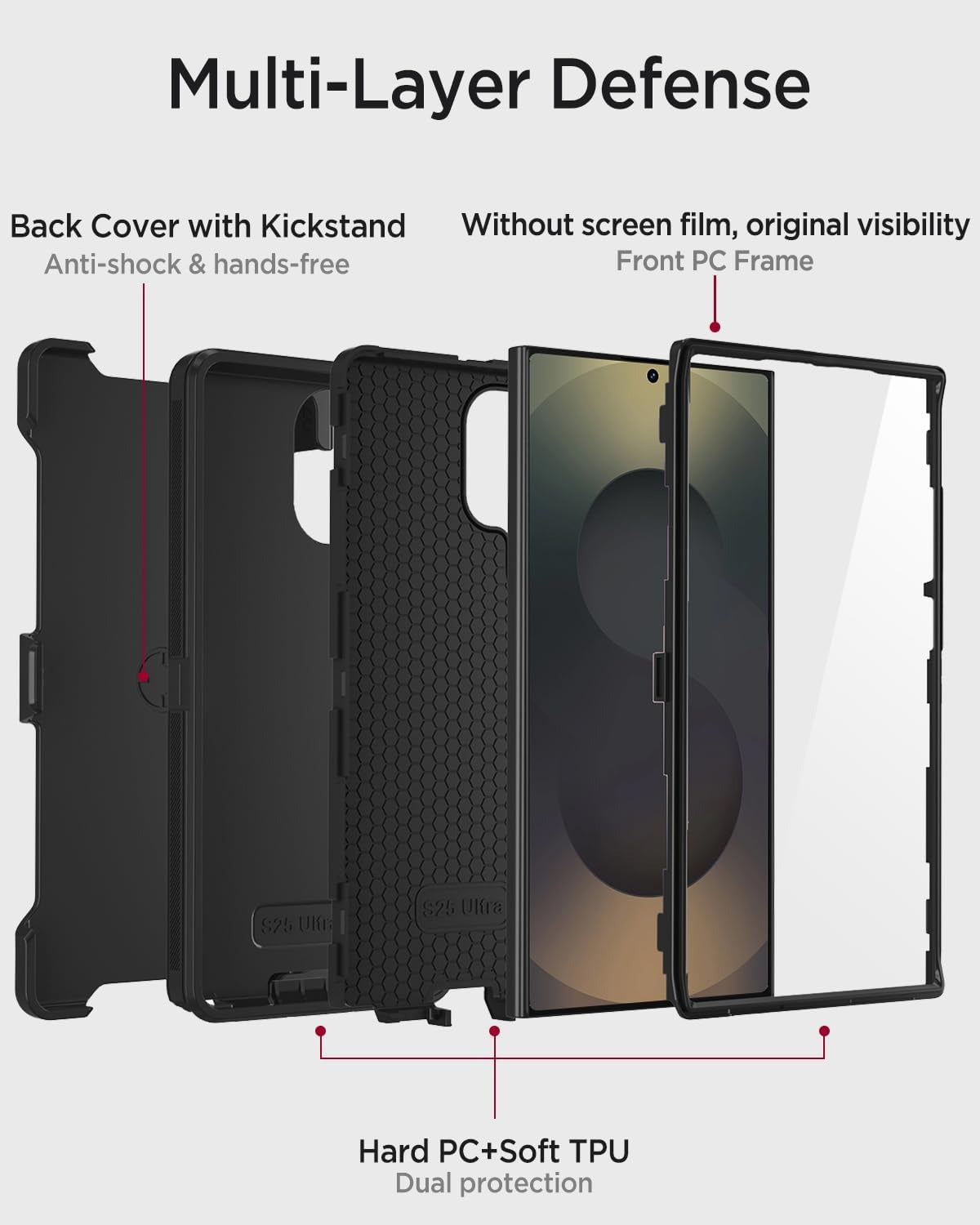 Iphone 16e triple layer otterbox defender style case with 360? Rotating Belt Clip & Kickstand