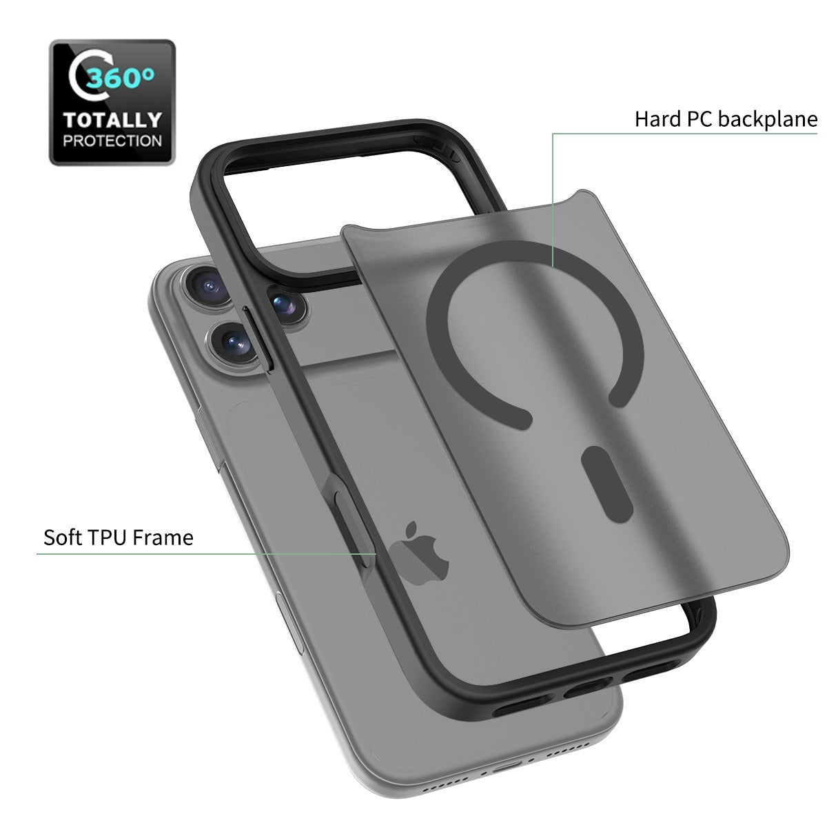 Iphone 13 pro max Magnetic Case Soft-Touch Frosted Translucent Black