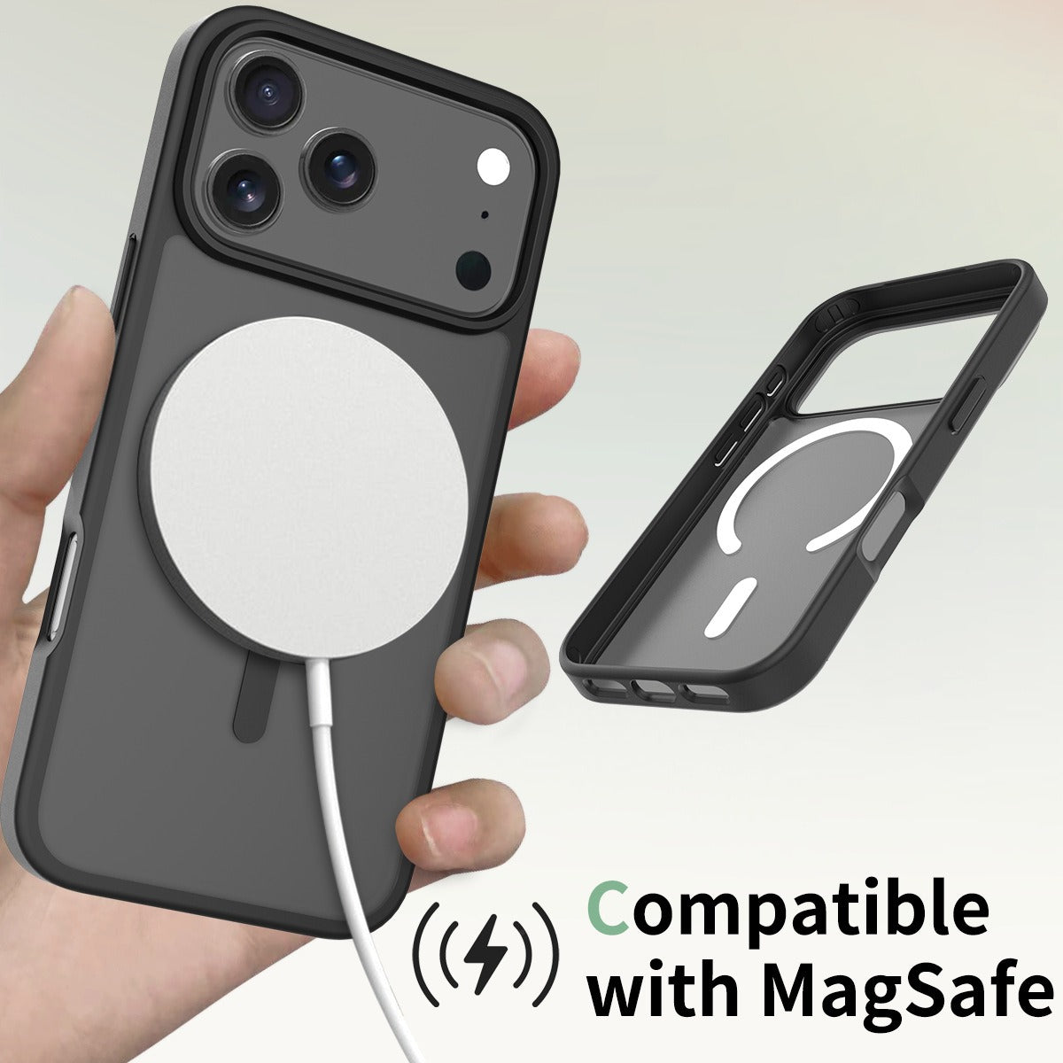 iPhone 17 Pro / 18 Pro Magnetic Case Soft-Touch Frosted Translucent Black