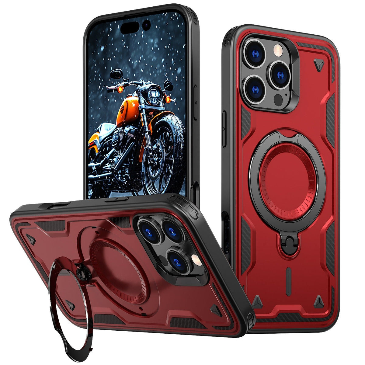 Iphone 17 slim shockproof Case with 360? rotating Foldable Magnetic Ring Kickstand