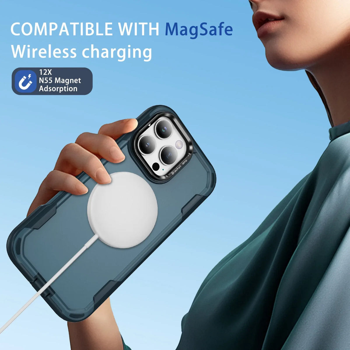 iPhone 17 Pro Max / 18 Pro Max soft-touch 3 in 1 magsafe Case shockproof w foldable camera stand