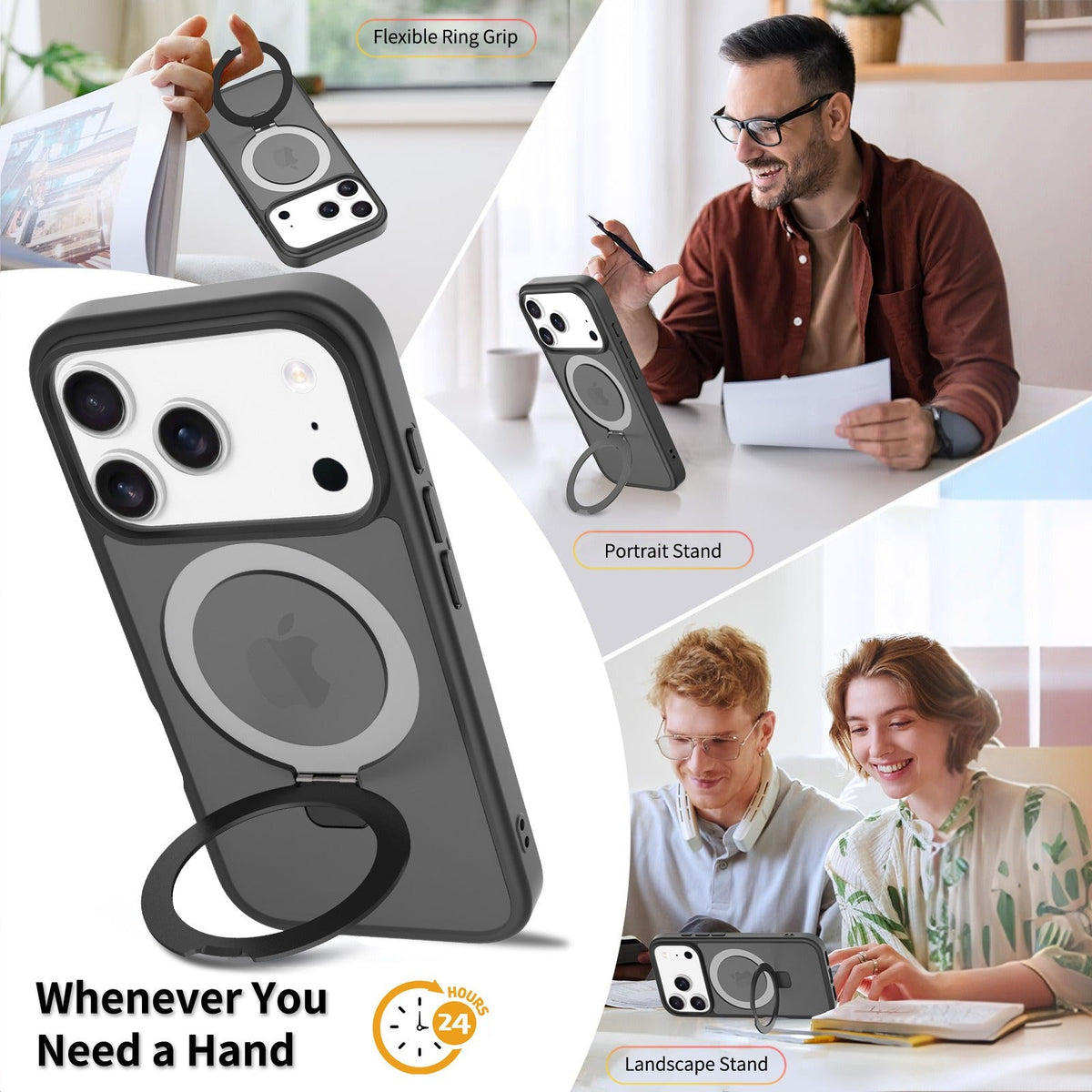 Iphone 11 soft-touch frosted bumper Case with Foldable Magnetic Ring Kickstand, Shockproof