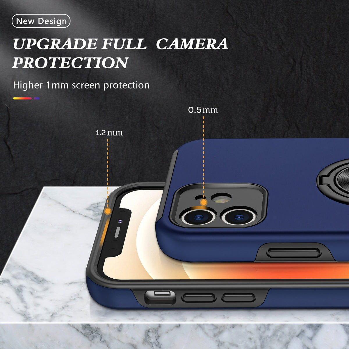 Iphone 16 plus Matte Finish Invisible Ring Case Dual Layer with 360? Rotating Stand (B012)