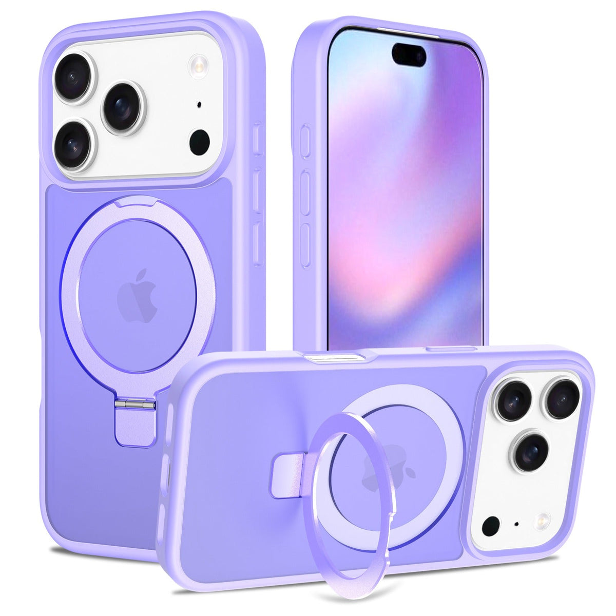 Iphone 15 soft-touch frosted bumper Case with Foldable Magnetic Ring Kickstand, Shockproof