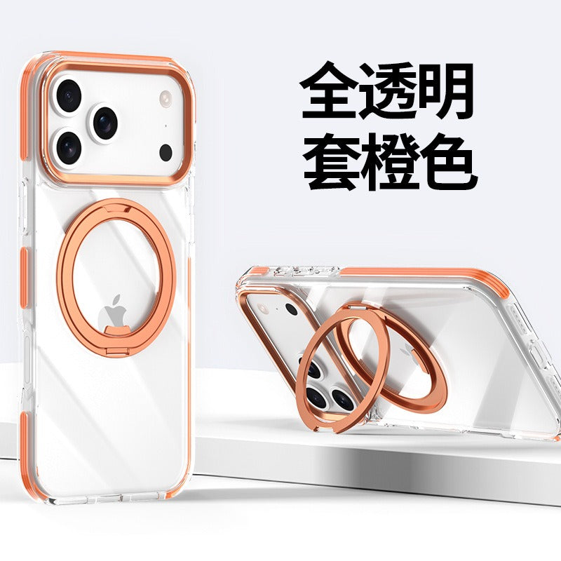 IPhone 12 pro max Crystal Clear MagSafe Case with Rotating Magnetic Ring & Metallic Camera Frame