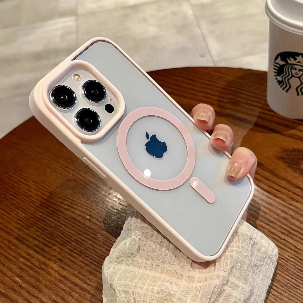 Iphone 16 plus Magnetic Case hard clear back with soft-touch colored bumper