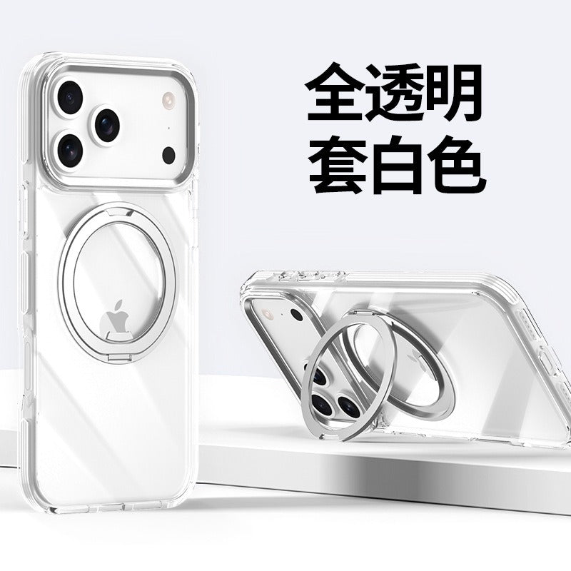 IPhone air Crystal Clear MagSafe Case with Rotating Magnetic Ring & Metallic Camera Frame