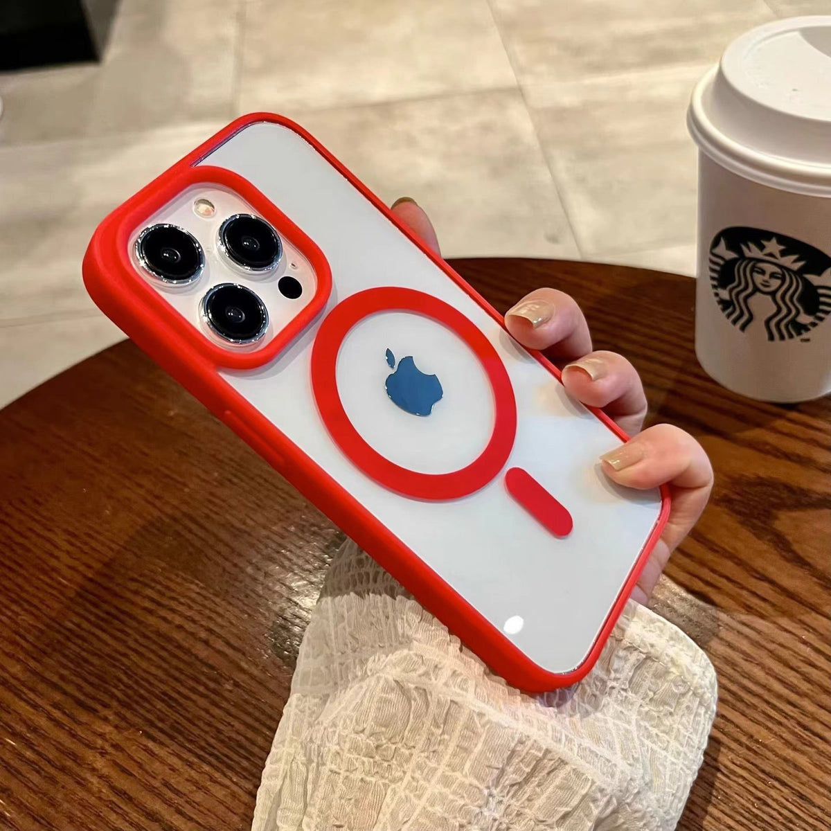 Iphone 16 pro Magnetic Case hard clear back with soft-touch colored bumper