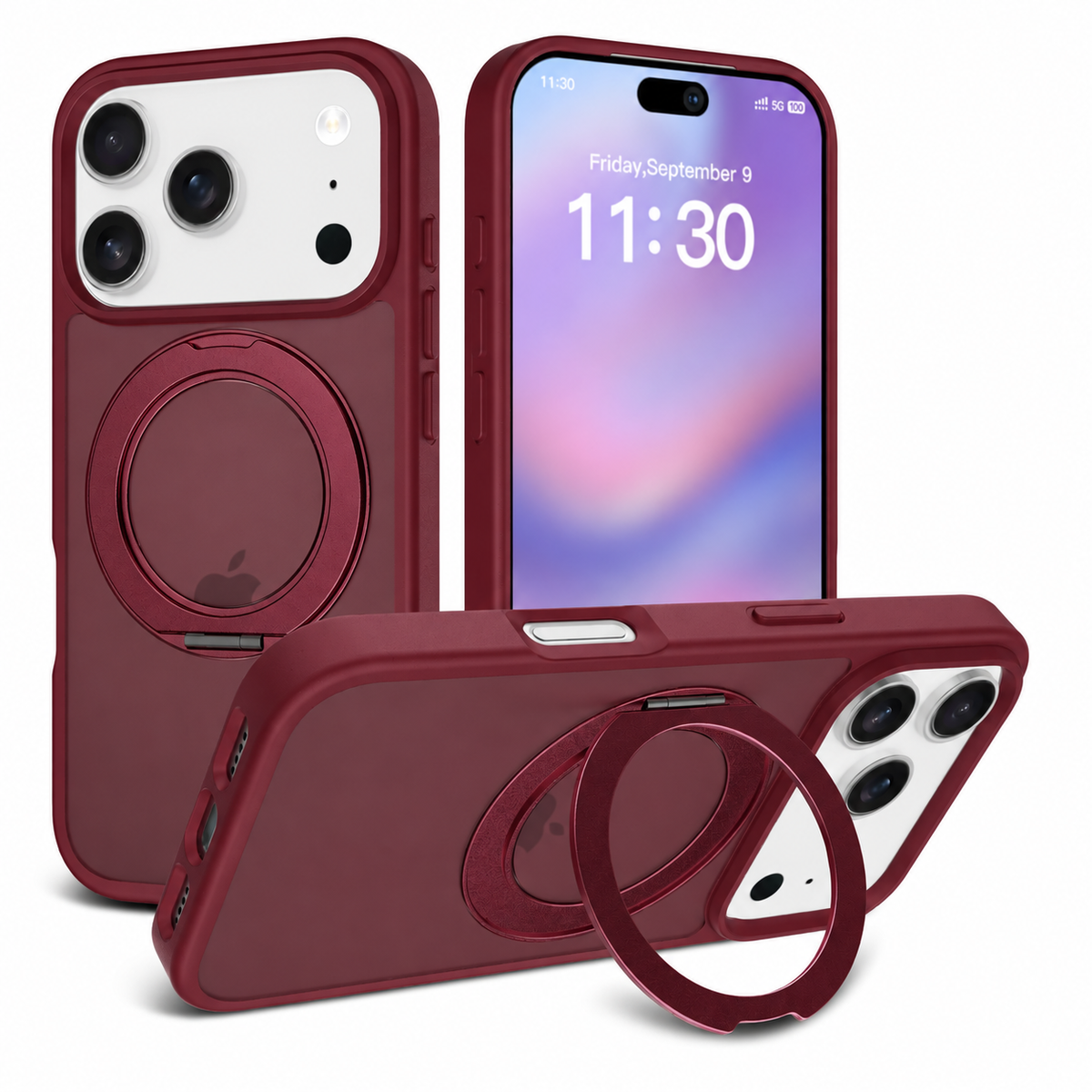 iPhone 17 Pro Max / 18 Pro Max soft-touch frosted MagSafe bumper Case with 360?Rotating Stand
