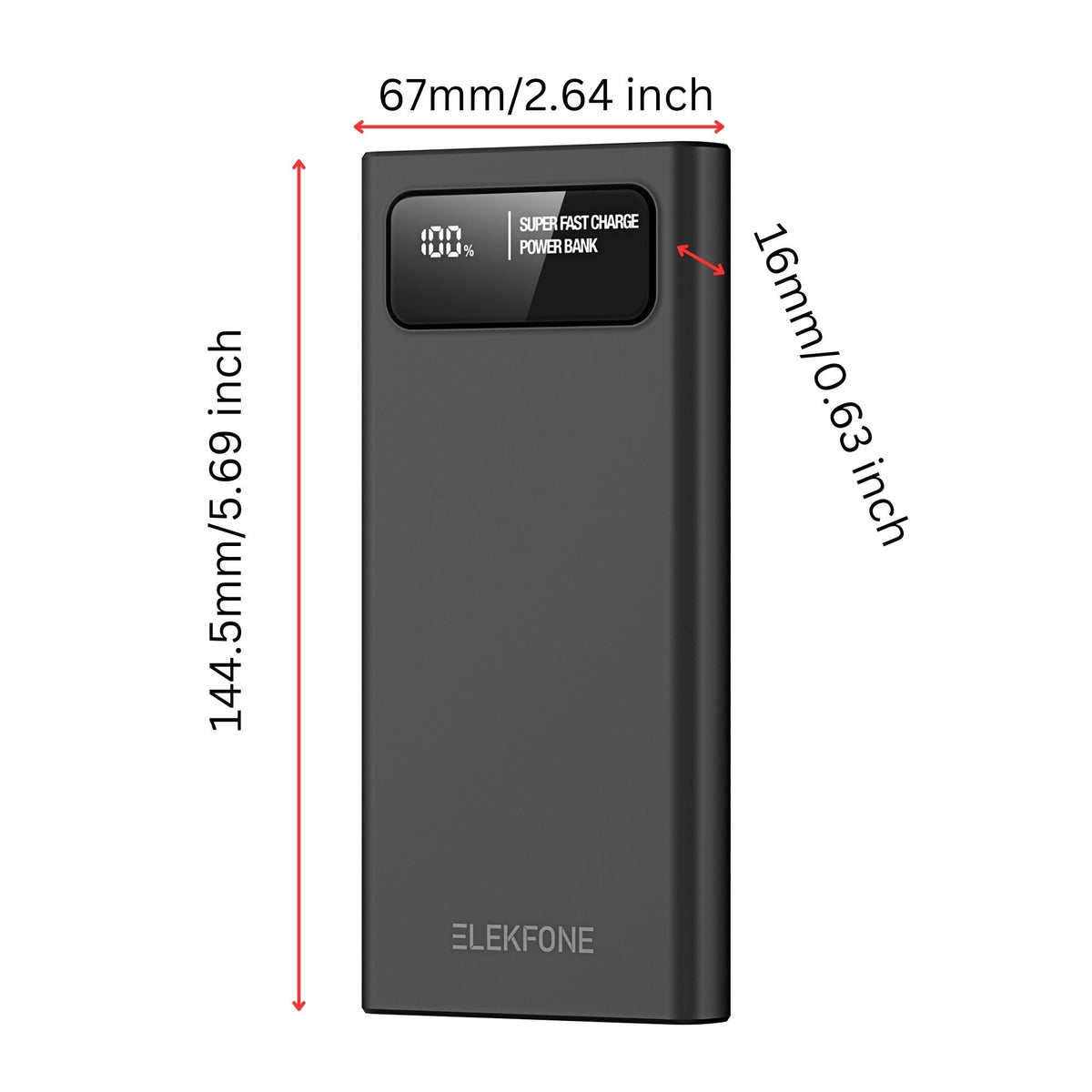 ELEKFONE 10000mAh 22.5W PD Power Bank, Compatible with Phones and Tablets - P1
